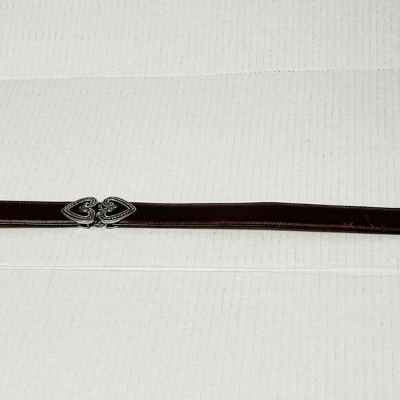 Vtg Brighton Sz L Brown Leather Belt 40409 Heart Links Silvertone Womens Western main image 7